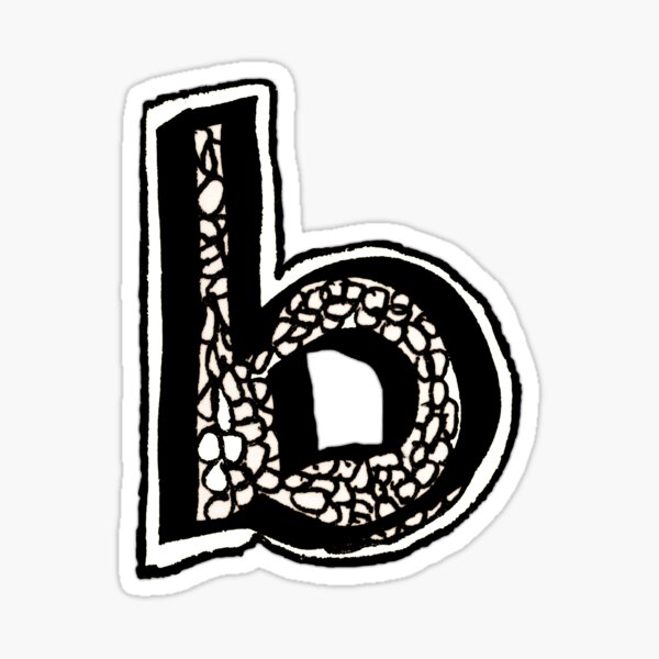 "Lower Case Black And White Alphabet Letter B" Sticker By HEVIFineart ...