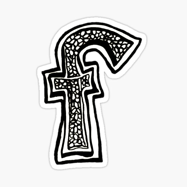 Lower case alphabet letter F black and white Sticker