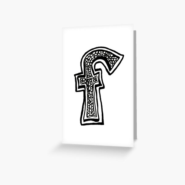 Lower Case Alphabet Letter F Black And White Greeting Card By Hevifineart Redbubble 7297