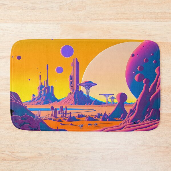 Item preview, Space city , Hippy style Trippy world landscape Psychedelic Retro vibrant colors designed and sold by Akazox.