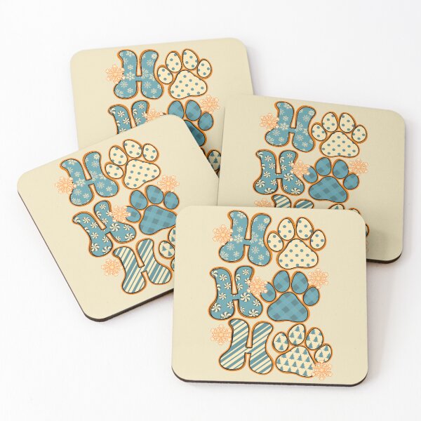 Item preview, Ho Ho Ho Happy Paws Prints on my Heart Vintage Blue and Brown (Dog and Cat Lover Holiday Classic) designed and sold by JoyOfHopeStore.