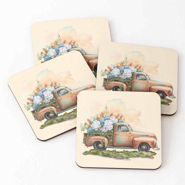 Item preview, Copper Retro Vintage Truck with Flowers designed and sold by cardinalhill.