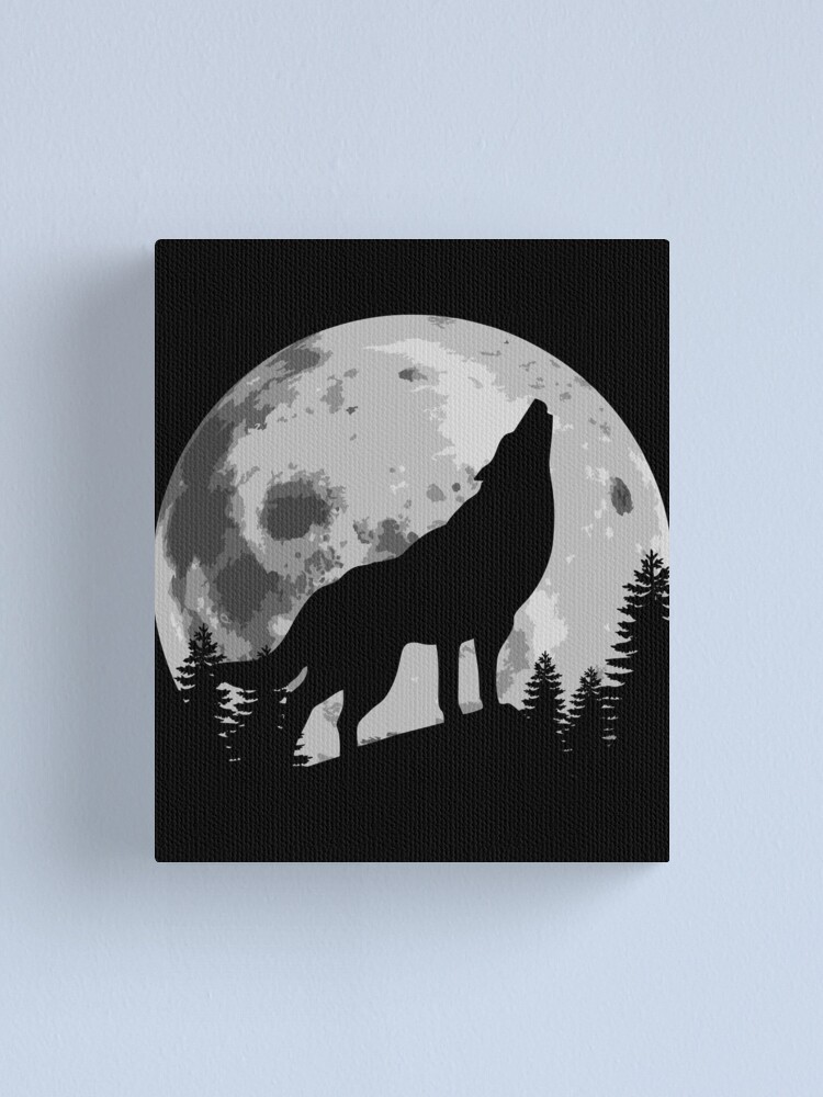 Lienzo «Lobo silueta aullando en la luna» de printedkicks | Redbubble