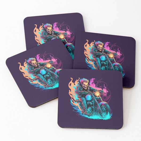 Item preview, Synthwave Flaming Motorcycle Reaper Rider designed and sold by ChasmicArt.