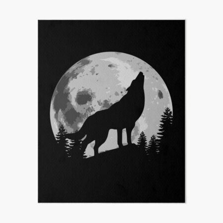 Lámina rígida «Lobo silueta aullando en la luna» de printedkicks | Redbubble