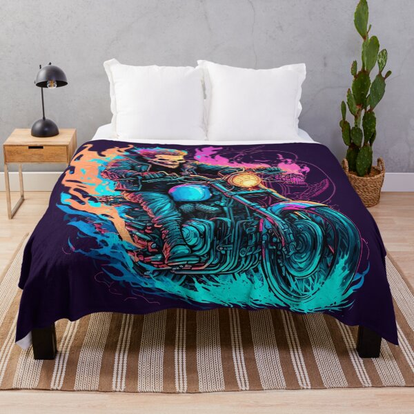Item preview, Synthwave Flaming Motorcycle Reaper Rider designed and sold by ChasmicArt.
