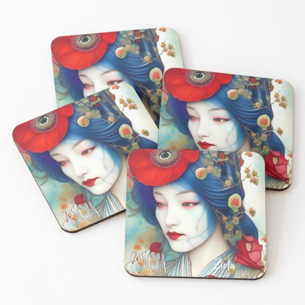 Item preview, Cool Dreamy Floral Surreal Japanese Geisha Girl designed and sold by ZiolaRosa.