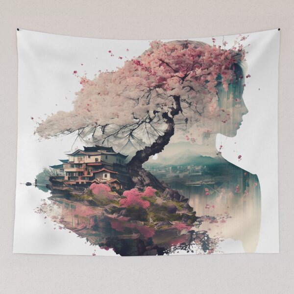Item preview, Double exposure japanese landscape designed and sold by Mirochan80.