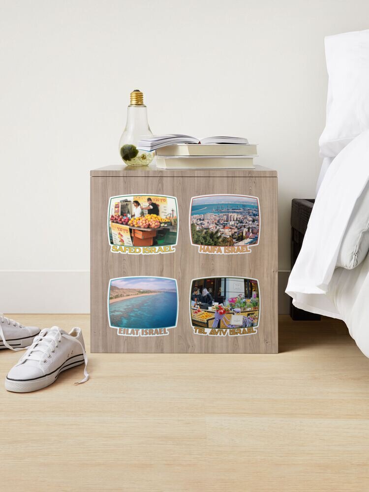 Alternate view of Israel, Cities. Safed, Haifa, Eilat, Tel Aviv - Sticker Pack. Sticker