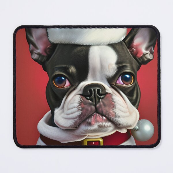 Item preview, Christmas Boston Terrier Wearing A Santa Hat designed and sold by ZenEverAI.