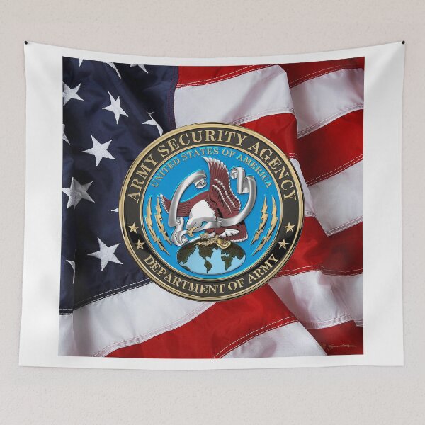 Item preview, U.S. Army Security Agency - ASA Emblem over American Flag designed and sold by Serge Averbukh Art Studio.