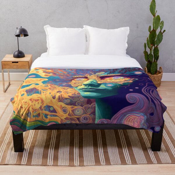 Item preview, Futuristic Hippy Trippy Psychedelic Tapestry Trippy colorful illustration designed and sold by Akazox.