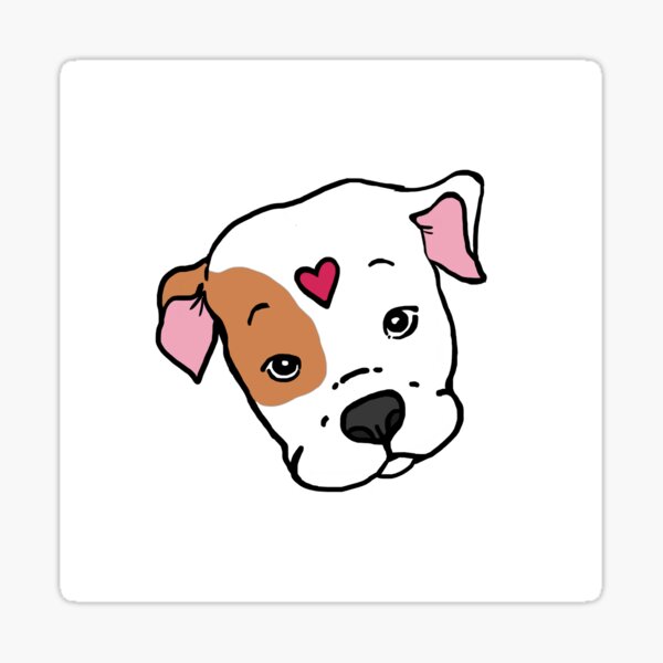 Item preview, Brown/White Sweet Pit Bull Face with Heart designed and sold by Furkid Studio.