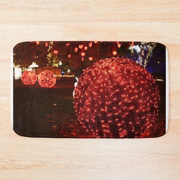 Item preview, Big red shiny ball Christmas decorations in the park Rathaus Vienna designed and sold by goceris.