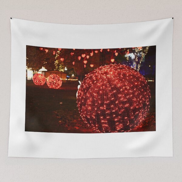 Item preview, Big red shiny ball Christmas decorations in the park Rathaus Vienna designed and sold by goceris.