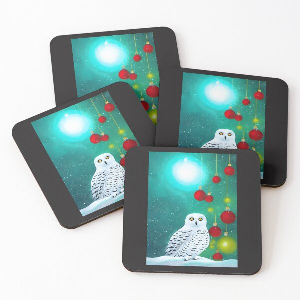 Item preview, LUNA THE SNOWY OWL ADMIRES HER RED BAUBLES  designed and sold by sailorsam1805.