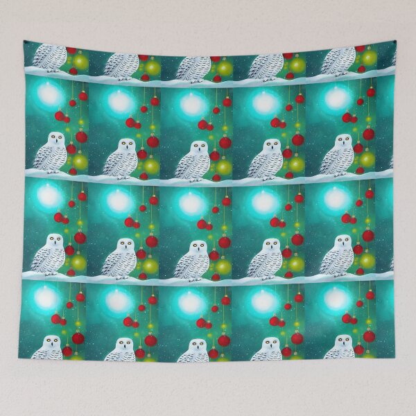 Item preview, LUNA THE SNOWY OWL ADMIRES HER RED BAUBLES  designed and sold by sailorsam1805.
