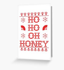 "HO HO OH HONEY" Weihnachtsstrickjacke Grußkarte