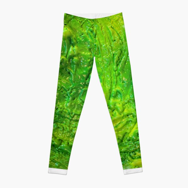 Green Contemporary Abstract Modern Painting Leggings