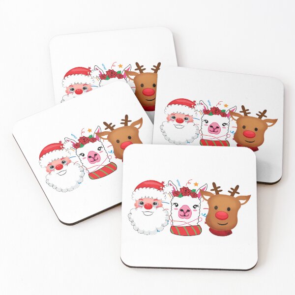Item preview, Merry kick mas Santa Reindeer llama designed and sold by MisPuHoney.