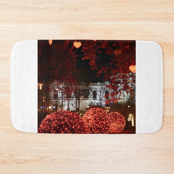 Item preview, Big red shiny balls Christmas decorations in the park Rathaus Vienna designed and sold by goceris.