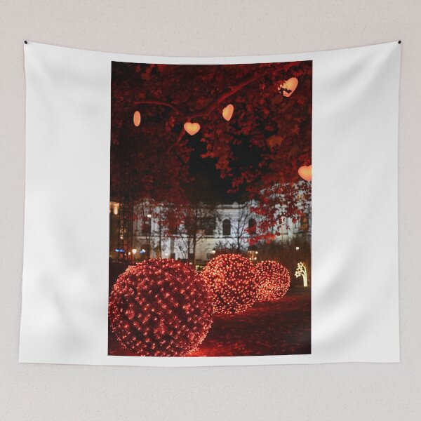 Item preview, Big red shiny balls Christmas decorations in the park Rathaus Vienna designed and sold by goceris.