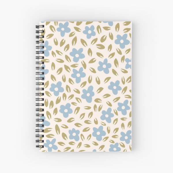  hand drawn ditsy floral - blue and olive green Spiral Notebook