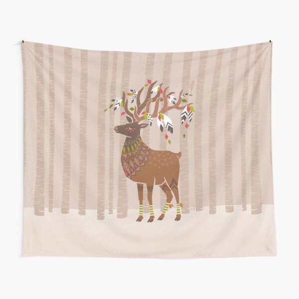 elk deer forest illustration Wandbehang
