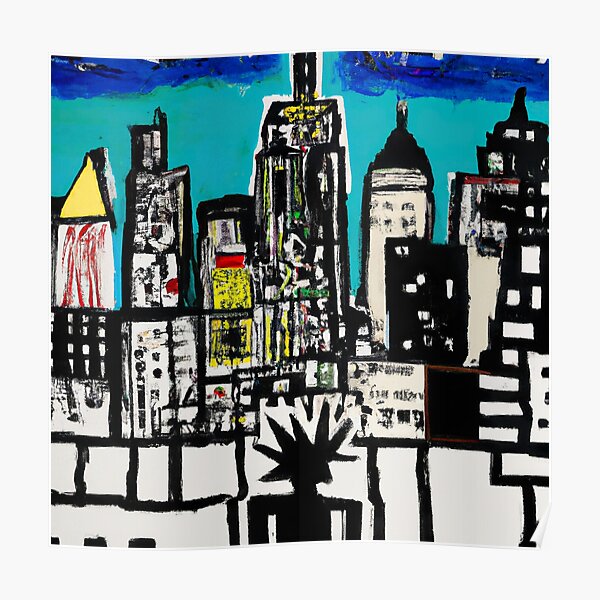 Skyline von New York - Hommage an Jean-Michel Basquiat Poster
