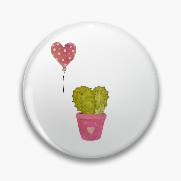 Item preview, Balloon cactus red heart texture watercolor sketch designed and sold by Yana Mustafina | Boho Soulful Designs.