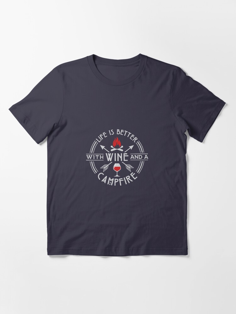 Alternate view of Funny Wine Campfire Camping Party Gift Essential T-Shirt