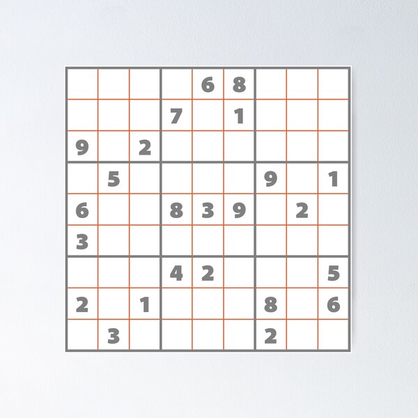 Item preview, Sudoku Puzzle Grey and Orange | Puzzle #4 designed and sold by beanibooi.
