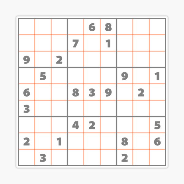 Sudoku Puzzle Grey and Orange | Puzzle #4 | Sticker