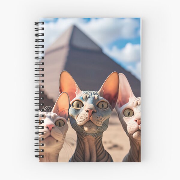 Item preview, Three sphynx cats photo bombing a photo of the pyramids designed and sold by RK - Shop.