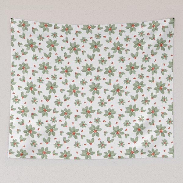 Item preview, Poinsettia flower and winter red berries -04.2022 designed and sold by designveralee.