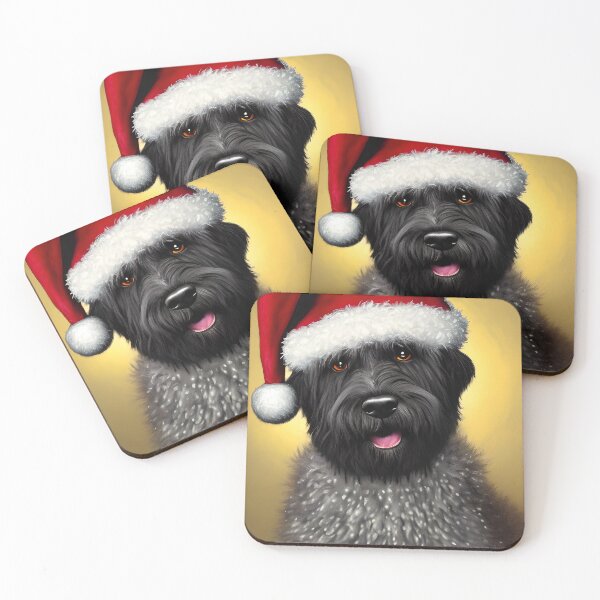 Item preview, Christmas Bouvier Des Flandres Wearing A Santa Hat designed and sold by ZenEverAI.