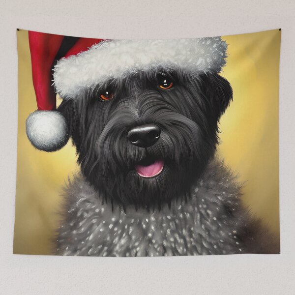 Item preview, Christmas Bouvier Des Flandres Wearing A Santa Hat designed and sold by ZenEverAI.