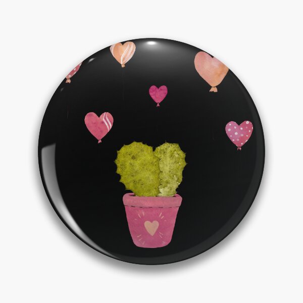 Item preview, Cake cactus balloon pink valentine a watercolor black designed and sold by Yana Mustafina | Boho Soulful Designs.