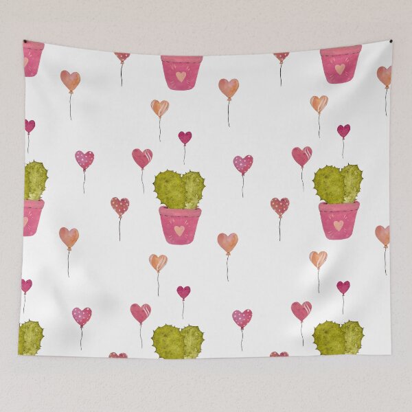 Item preview, Cactus balloon pink cute pattern a watercolor designed and sold by Yana Mustafina | Boho Soulful Designs.