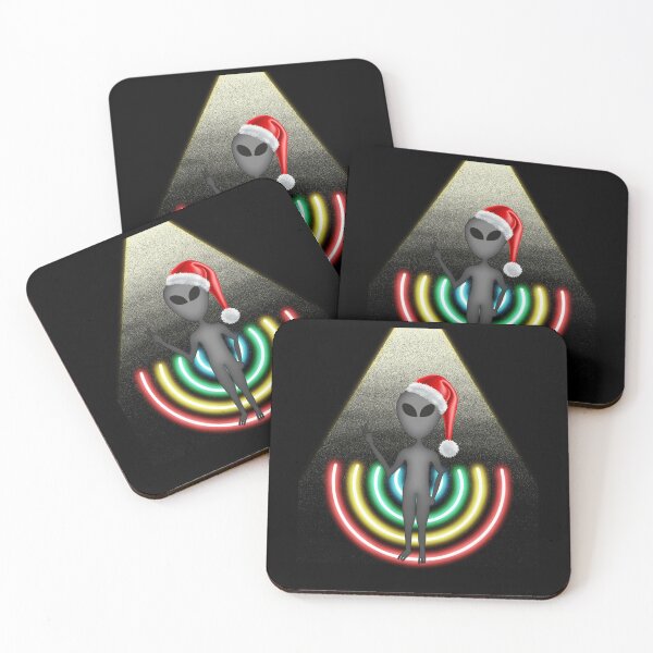 Item preview, Alien wearing Santa Cap on Christmas (in black) | UFO Sighting | Merry Christmas designed and sold by CosmicStory.