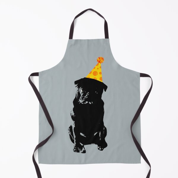 Item preview, Black Pug Dog in Party Hat Design in Grey - Pug Dog Pet Pop Art - Animal Pop Art, Bespoke Options designed and sold by StudioFlea.