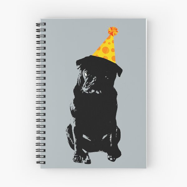 Item preview, Black Pug Dog in Party Hat Design in Grey - Pug Dog Pet Pop Art - Animal Pop Art, Bespoke Options designed and sold by StudioFlea.