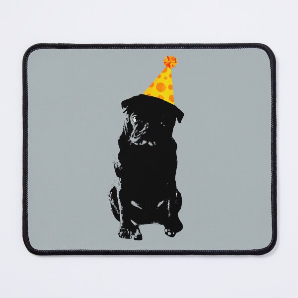 Item preview, Black Pug Dog in Party Hat Design in Grey - Pug Dog Pet Pop Art - Animal Pop Art, Bespoke Options designed and sold by StudioFlea.