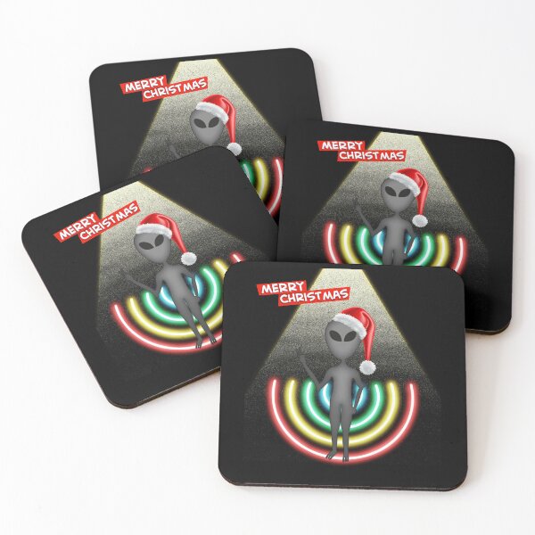 Item preview, Alien wearing Santa Cap on Christmas 2 (in black) | UFO Sighting | Merry Christmas designed and sold by CosmicStory.