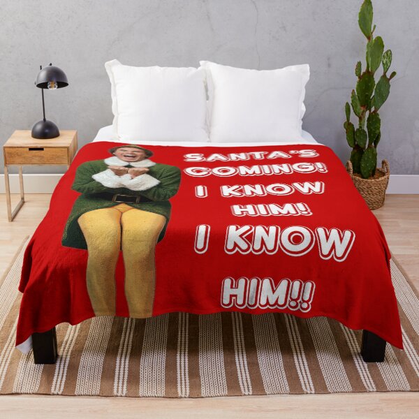 SANTA'S COMING! I KNOW HIM! Elf The Movie Will Ferrell Buddy Christmas Throw Blanket