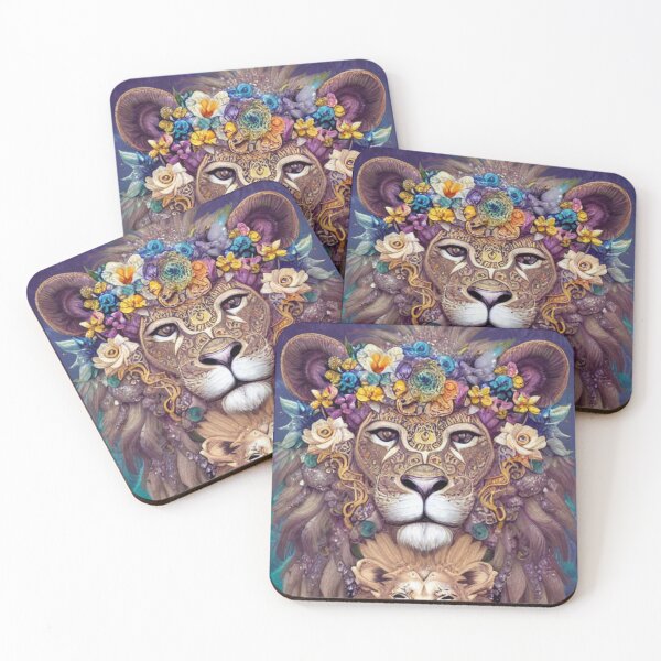 Item preview, Lion with exotic flowers designed and sold by Huesoffun.