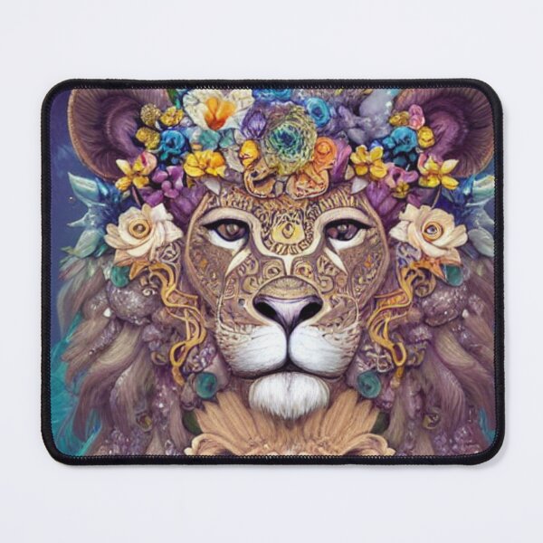 Item preview, Lion with exotic flowers designed and sold by Huesoffun.
