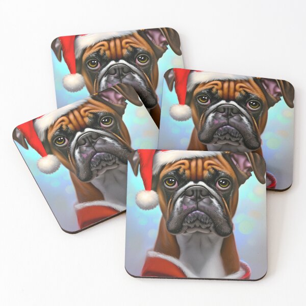 Item preview, Christmas Boxer Dog Wearing A Santa Hat designed and sold by ZenEverAI.