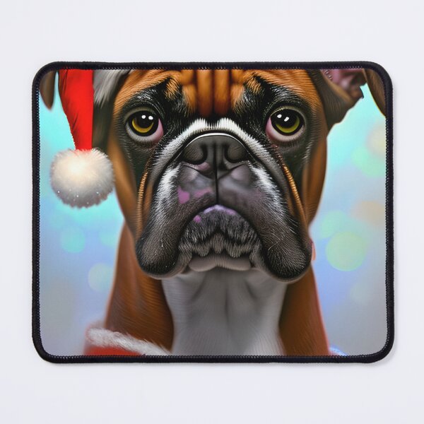 Item preview, Christmas Boxer Dog Wearing A Santa Hat designed and sold by ZenEverAI.
