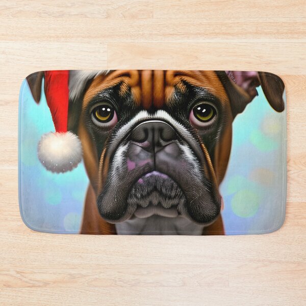 Item preview, Christmas Boxer Dog Wearing A Santa Hat designed and sold by ZenEverAI.